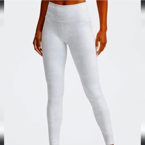 Fabletics muted camo very light gray spandex pants, size xs